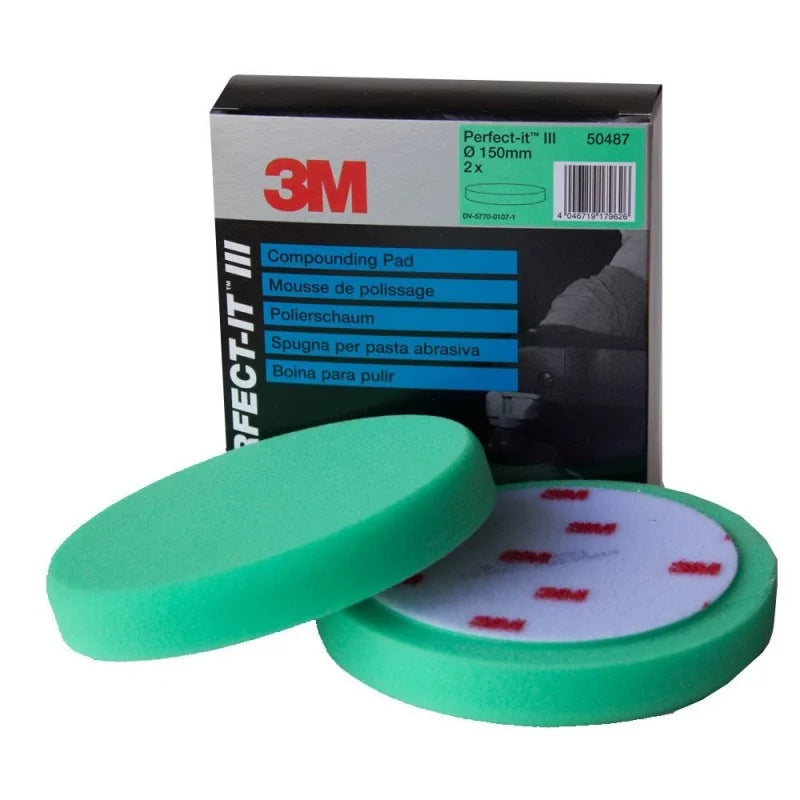 Mousse de polissage 3M™ Perfect-It™, Vert, plat, 150 mm, 50487 (Boîte de 2 pièces)