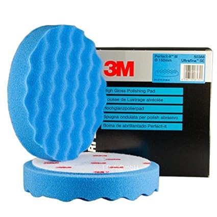 Mousse de lustrage ultra fin 3M™ Perfect-It™, Bleu, alvéolée, 150 mm, 50388 (Boîte de 2 pièces)