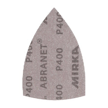 Charger l&#39;image dans la galerie, Blister de 10 feuilles abrasives Abranet® Delta triangulaire 100x152x152mm velcro maille micro-perforée MIRKA P80 à P320
