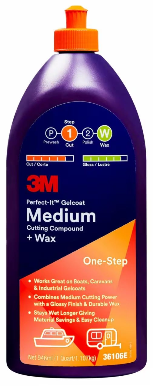 Traitement décapant pour gelcoat 3M™ Perfect-It™ + cire, 946 ml, 36106E