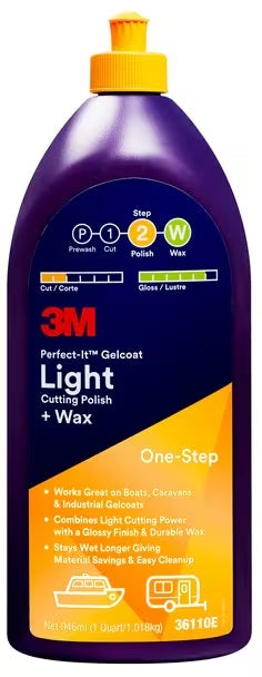 Liquide de lustrage légèrement décapant pour gelcoat 3M™ Perfect-It™ + cire, 946 ml, 36110E
